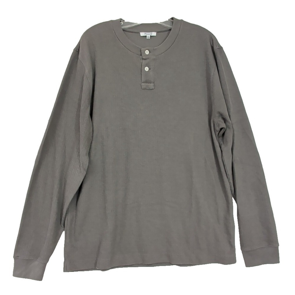 Madewell Long‎ Sleeve Henley Tee Top Mens L Grey Ribbed Y2K Casual Minimalist